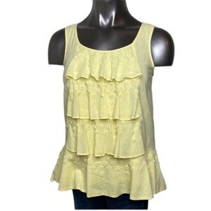 Juicy Couture 100% Cotton Yellow Layered Sleeveless Shirt Size P